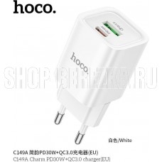 HOCO (6942007630337) C149A СЗУ 1USB+1Type-C 3.0A PD 30W+QC3.0 , White