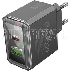 BOROFONE (6941991110641) 1USB+1Type-C 3.0A QC3.0 PD 30W Black