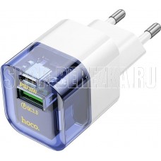 HOCO (6942007609838) 1USB+1Type-C 3.0A QC3.0 PD 30W Transparent Blue