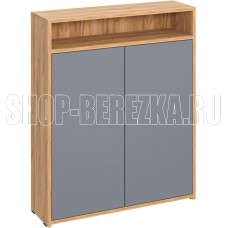 МЕБЕЛЬ-КОМПЛЕКС ЛАЙТ Тумба для обуви 2-х дверная с полками Дуб золотой крафт / Серый шифер (1 кор.)