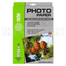 CACTUS Фотобумага CS-GA423050DS, A4, для струйной печати, 50л, 230г/м2, белый, покрытие глянцевое /глянцевое