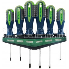 СИБРТЕХ Набор отверток, CrV, трехкомпонентные рукоятки, 6 предметов 13374