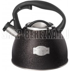 AGNESS ЧАЙНИК СО СВИСТКОМ, 2,5Л, C ШИЛЬДИКОМ, BLACK, ИНДУКЦИОН. КАПСУЛ. ДНО 907-256