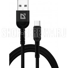 DEFENDER (87103BLA) USB кабель F167 TypeC 1м, 2.4А, ткань, пакет