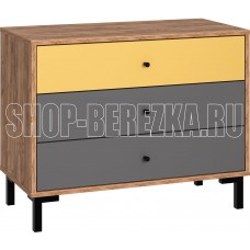 МЕБЕЛЬ-КОМПЛЕКС JAM Комод 3Я Дуб крафт табачный/Серый шифер/Сэнд