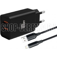 AKSBERRY (6900209210016) T38 2 USB 2.4A + кабель Lightning, черный