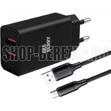 AKSBERRY (6900209230014) T38 2 USB 2.4A + кабель Type C, черный