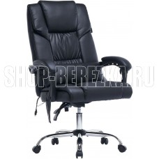 CACTUS Кресло CS-CHR-OC02M-BK с вибромассажем, на колесиках, эко.кожа, черный