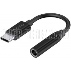 PERO Переходник AD09, USB Type-C (m) - Jack 3.5 (f), 0.1м, черный