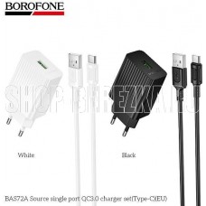 BOROFONE (6941991122682) BAS72Aa 1USB 3.0A QC3.0 18W для Type-C White