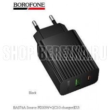 BOROFONE (6941991122873) BAS76A 1USB+1Type-C 3.0A QC3.0 PD 30W Black