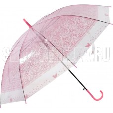 РЫЖИЙ КОТ Зонт-трость полуавтоматический BASIC, 90 см (ЭВА), цвет: розовый (107551)