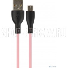 PERFEO (U4025) SILICON USB A вилка - Micro USB вилка, 2.4A, розовый, силикон, длина 1 м