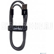PERFEO (U4801) USB A вилка - Micro USB вилка, черно-белый, длина 1 м