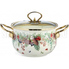 AGNESS 943-083 CELEBRATION эмал. со стекл.крышкой 2.0л 18*11см
