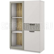 АНРЭКС MODERN Шкаф с витриной 1V2D1S. ПЕРС ЖЕМЧУГ/ИРЛ ЛИКЕР (3 кор.)