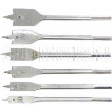 СИБРТЕХ Набор сверл перовых по дереву, 10-12-16-18-20-25 мм, 6 шт, шестигранный хвостовик 704155