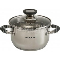 WEBBER BE-371/2 Кастрюля из нерж стали со стеклянной крышкой (d=16; 1,9 л) (8)