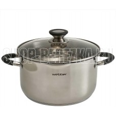 WEBBER BE-375/2 Кастрюля из нерж стали со стеклянной крышкой (d=24; 6,0 л) (4)
