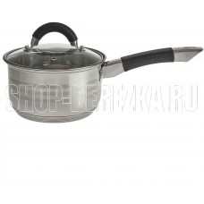 WEBBER BE-441/2 Ковш 2,1л со стекл.крышкой, 16*9,5 см, нерж.сталь, капсул. индукци. Дно