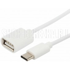 REXANT Кабель USB OTG Type-C ? гн. USB-А, 2,4A, 0,15м, ПВХ, белый