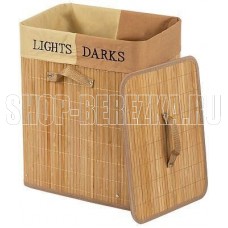 РЫЖИЙ КОТ Корзина для белья, бамбук, 2 секции, цвет: натуральный, размер: 40*30*50 см (104495)