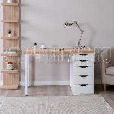 ГУД ЛАКК S00883 Ингар 1/5Т стол письменный 120x75x55, дуб беленый/белый (3 пак.)