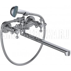 GR 123130- Смеситель д/ванны с 2-мя рукоятками с изливом F-35см. перекл.душа