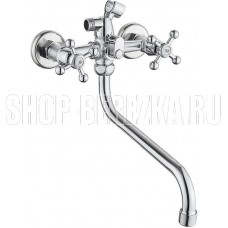 GR 123030 Смеситель д/ванны с 2-мя рукоятками с изливом S-30см. перекл.душа