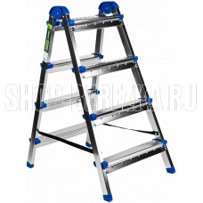 СИБРТЕХ Стремянка двухсторонняя 4 ступени, сталь профиль, стальные ступени, 97984
