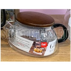 LEONORD Чайник заварочный из цветного стекла, Aroma di Fiore, объём: 600 мл с тёмной деревянной крышкой (910145)