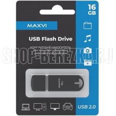 MAXVI P3 32GB black, монолит с колпачком, ABS пластик, USB 2.0
