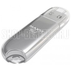 MAXVI P1 16GB silver, монолит с колпачком, ABS пластик, USB 2.0