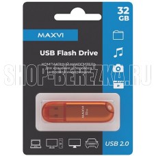 MAXVI P1 32GB orange, монолит с колпачком, ABS пластик, USB 2.0
