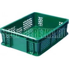 ТАРА.РУ 701.02.02 п/э 400х300х120 дно сплошное, стенки перфорированные, с внешней ручкой цв. зелёный (18584)
