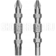 GROSS Набор бит двухстор., PH2-T30х45мм, PZ2-H4х45мм, сталь S2, 2 шт.//