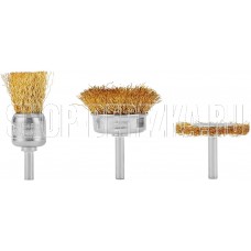 MATRIX Набор щеток для дрели, 3 шт., 1 Плоская 50 мм, 2 Чашки 25-50 мм, со шпильками//