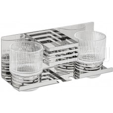 BRIMIX 1280-2 Полочка с двумя стеклянными стаканами и подставкой для зубных щёток, настенное крепление, из нержавеющей стали, цвет ХРОМ