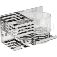 BRIMIX 1280-1 Полочка со стеклянным стаканом и подставкой для зубных щёток, настенное крепление, из нержавеющей стали, цвет ХРОМ