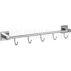 GFMARK 84206 Вешалка с пятью крючками прямая, на квадратном основании, цвет ХРОМ