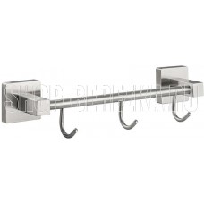 GFMARK 87204 Вешалка с тремя крючками прямая, из нержавеющей стали, с квадратным основанием, цвет САТИН