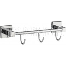 GFMARK 84204 Вешалка с тремя крючками прямая, на квадратном основании, цвет ХРОМ