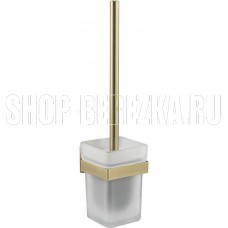 GFMARK 93162 Ёрш для унитаза, со стеклянной колбой, с креплением к стене из нержавеющей стали, с квадратным основанием, цвет МАТОВОЕ ЗОЛОТО