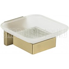 GFMARK 93004 Мыльница стеклянная матовая, с креплением к стене из нержавеющей стали, с квадратным основанием, цвет МАТОВОЕ ЗОЛОТО