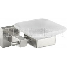 GFMARK 87004 Мыльница стеклянная матовая, с креплением к стене из нержавеющей стали, с квадратным основанием, цвет САТИН