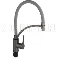 МАГНУС 9423 Смеситель для кухни, гибкий тёмно-серый излив с фиксацией, корпус из нержавеющей стали марки SUS 304, цвет ГРАФИТ