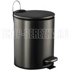 САНАКС 10505 Ведро из нержавеющей стали, с педалью, круглое, 5 литров, плоская крышка микролифт, цвет ГРАФИТ