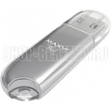 MAXVI P1 8GB silver, монолит с колпачком, ABS пластик, USB 2.0