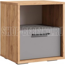 МЕБЕЛЬ-КОМПЛЕКС К.0002.04 Тумба прикроватная с ящиком Трио/Дуб золотой крафт/Белый/Серый шифер (1 кор.)