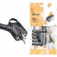 DUWI (30468 5) Вилка ABS-пластик, угловая, с заземлением, с кольцом, 16А, 230В, IP20, черный